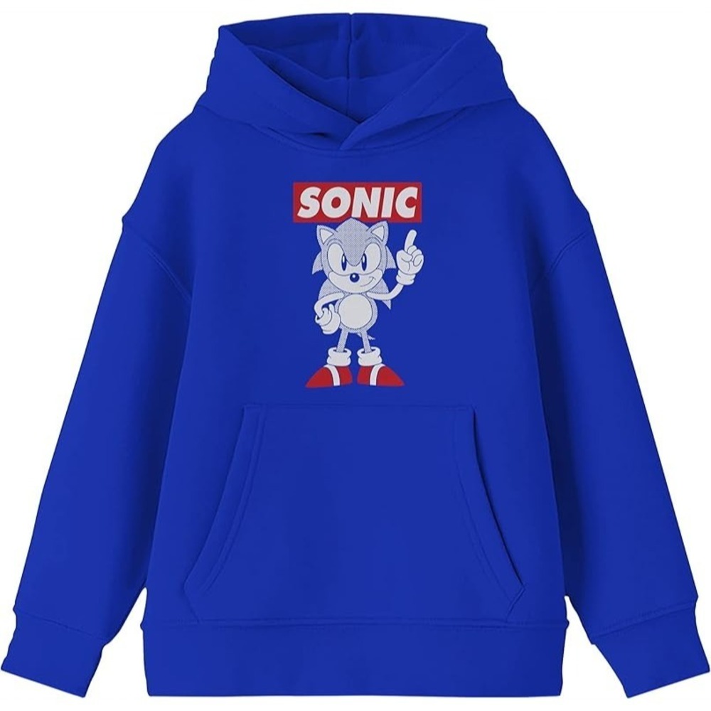 Sonic The Hedgehog Blue Hoodie Pullover Graphic Print Sega XL NWOT‎